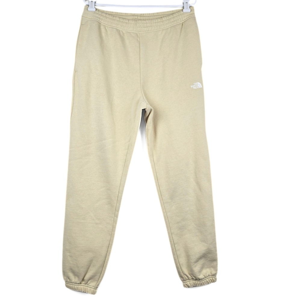 The North Face Mens Large Jogger Sweatpants Beige Tan Fleece Lined Logo L